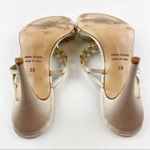 L'Autre Chose Cream Rhinestone Embellished Heel Evening Sandals Size 8 - Picture 15 of 15